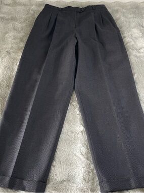 Harve Benard Wide Leg Pleated Trousers in Charcoal Gray-0187